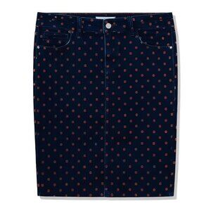 Pilcro Polka Dot Denim Skirt Dark Blue A Line Midi Jean Skirt Size 29